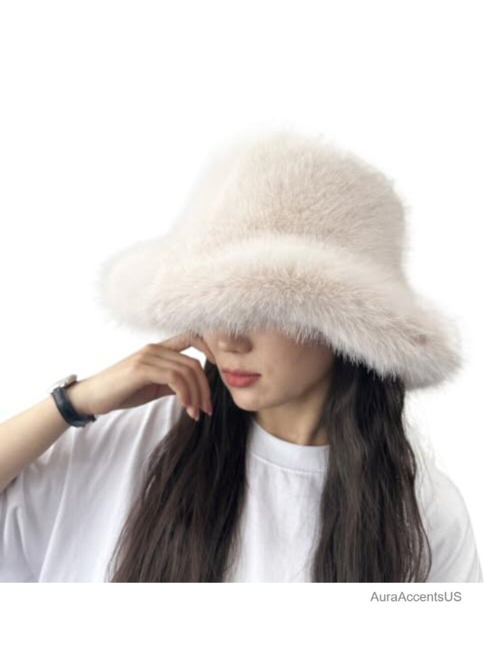 Oversized Faux Fur Fuzzy Bucket Hat Plush Warm Winter Statement